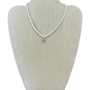 Pearl Necklace with Crystal Clover