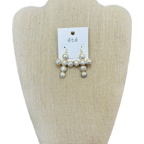 Pearl Cross Earrings