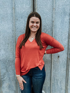 Sally V-neck Long Sleeve Top